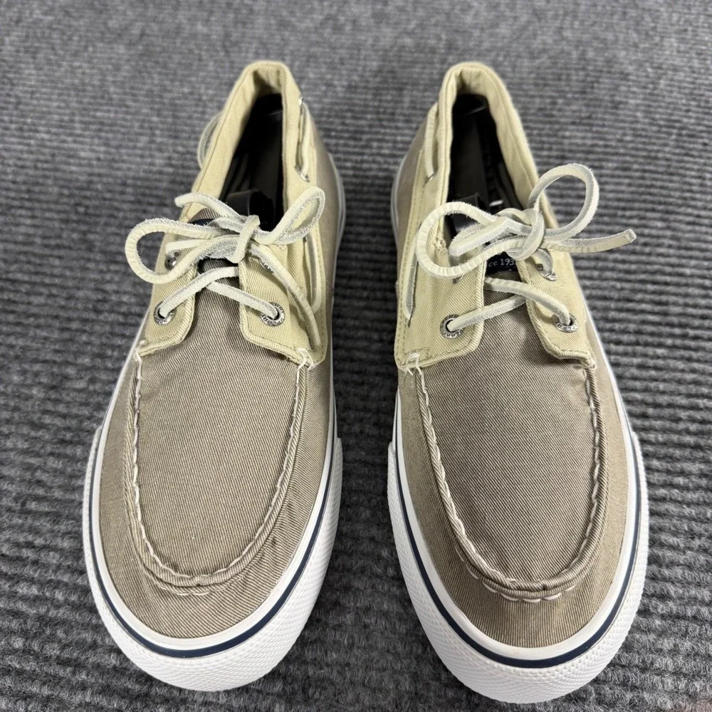 Sperry Top-Sider Bahama II Mens 8.5 Tan Khaki Canvas Boat Shoe Sneaker STS22019